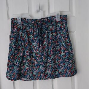 Women's Navy Blue Floral Drawstring Skort